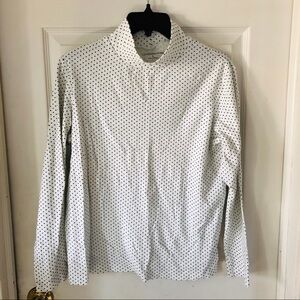 CROFT & BARROW White polkadot cotton long sleeve turtleneck SIZE large